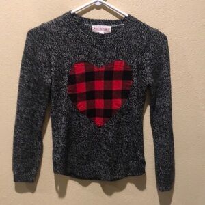 Sweater with Buffalo Plaid Heart